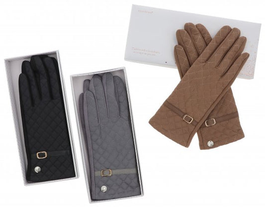 Equilibrium Quilted Buckle Boxed Gloves