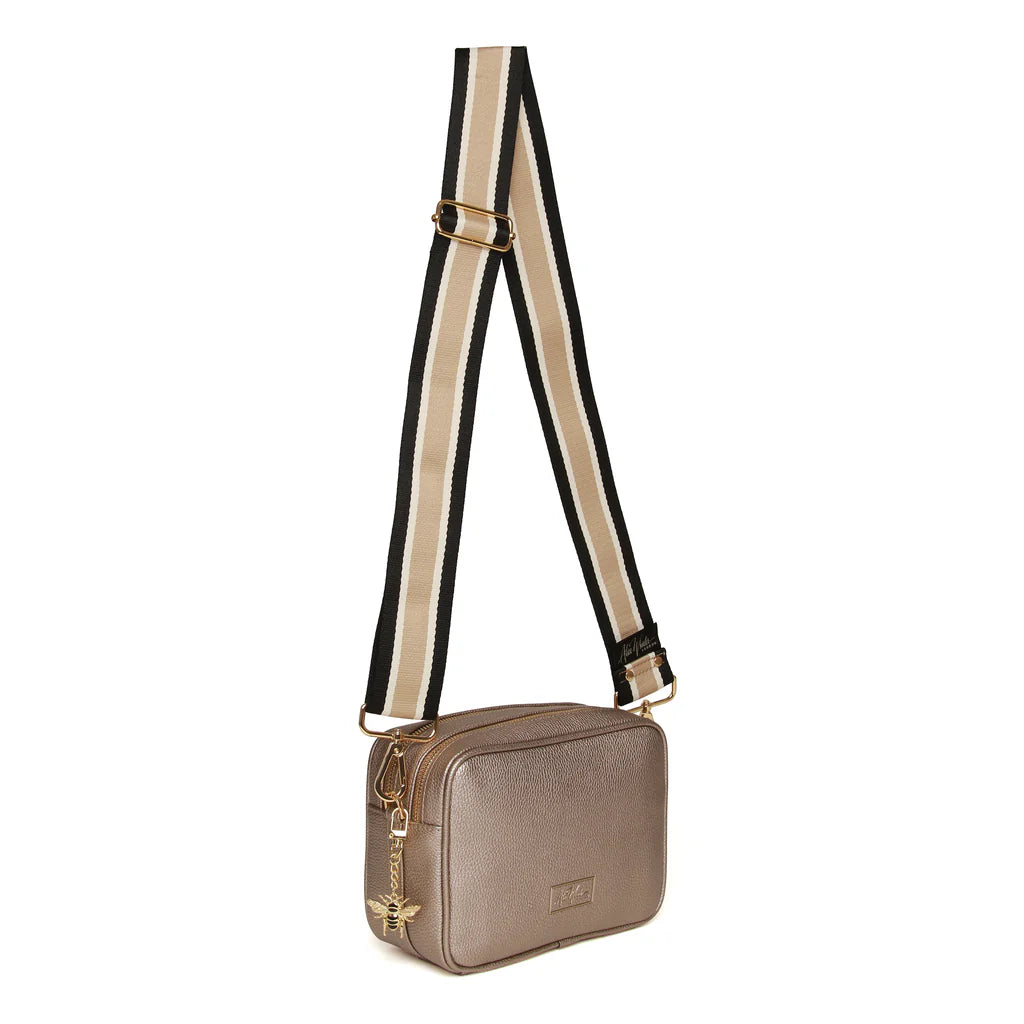 Alice Wheeler Soho Double Zipped Camera Cross Body Bag Bronze