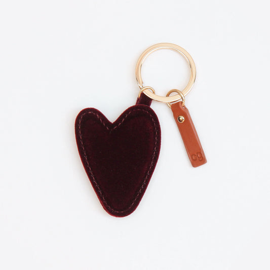 Caroline Gardner Aubergine Velvet Heart Keyring