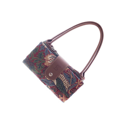 Tapestry Foldaway Bag By Signare Strawberry Thief Red William Morris