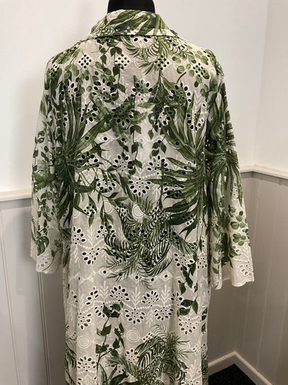 Palm Leaf Broderie Anglaise Shirt Dress