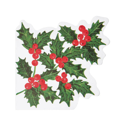 Botanical Holly Shaped Napkin 16 pack