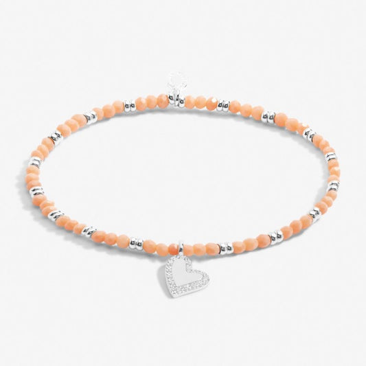 Joma Jewellery Boho Beads Bracelet in Orange & Silver Plating