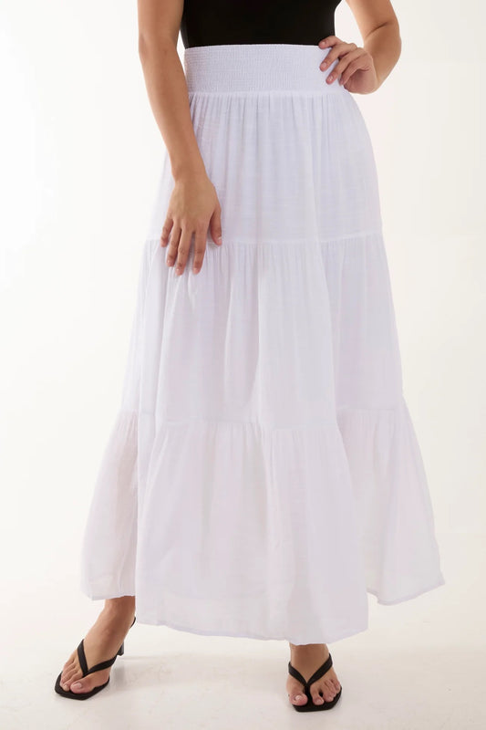 Shirring Waist Maxi Skirt