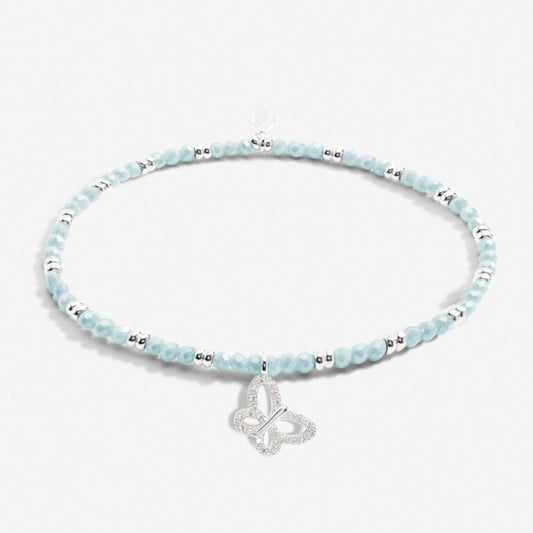 Joma Jewellery Boho Beads Butterfly Bracelet in Blue and Silver Plating