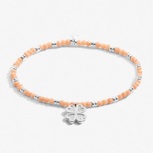 Joma Jewellery Boho Beads Flower Bracelet in Orange and Silver Plating