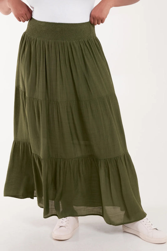 Tiered Shirred Maxi Skirt