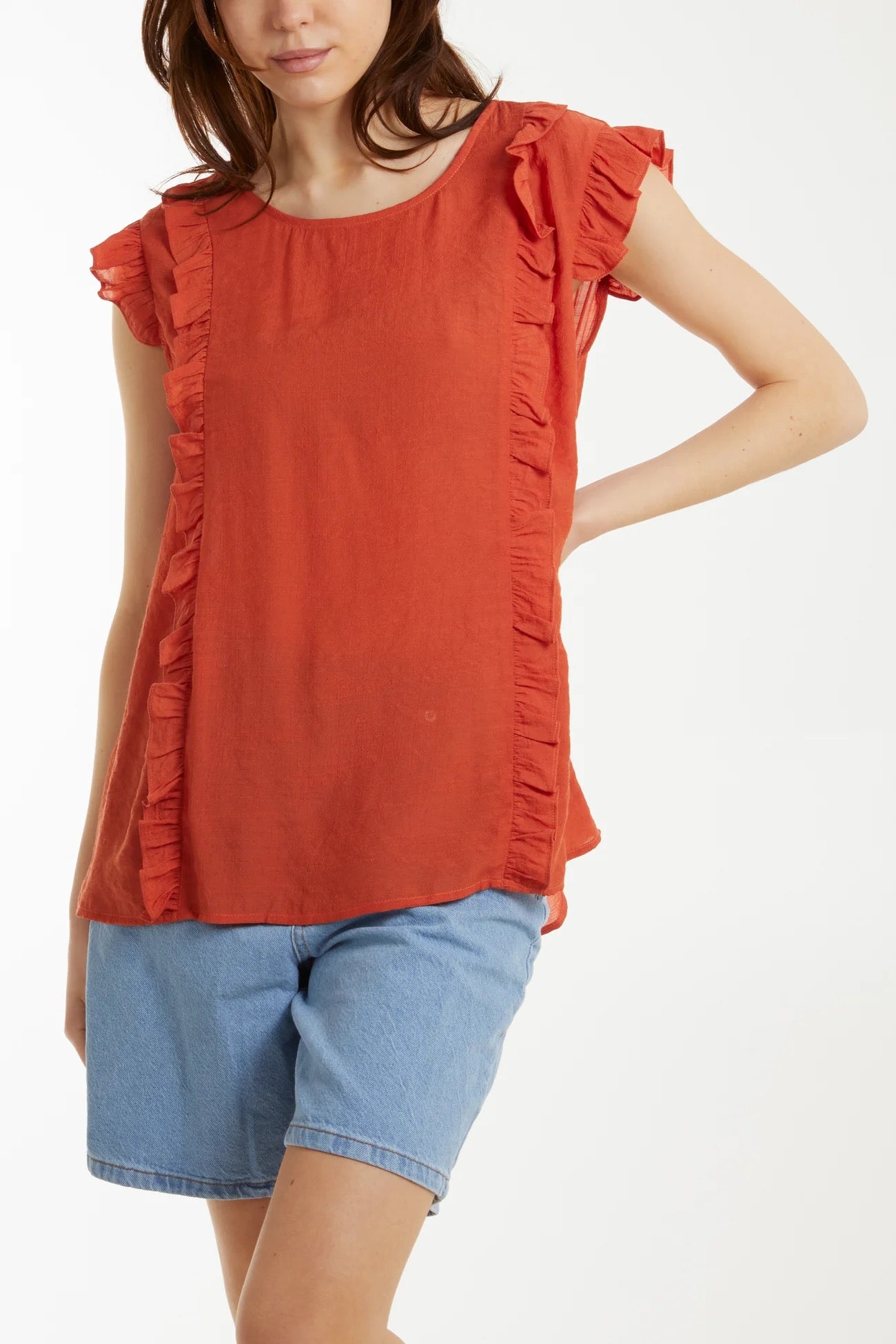 Ruffle back top on sale