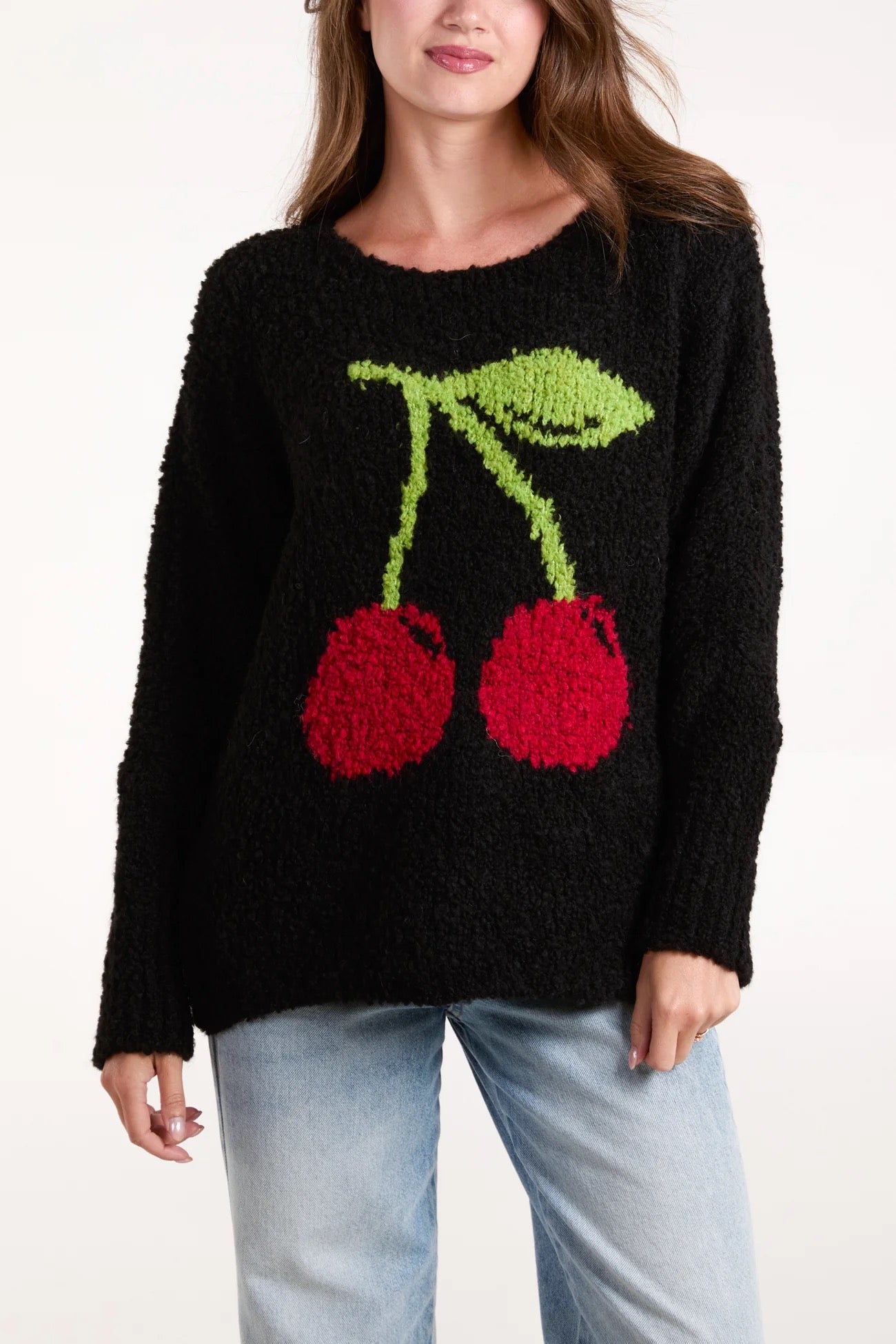 Cherry Soft Knit Jumper Black