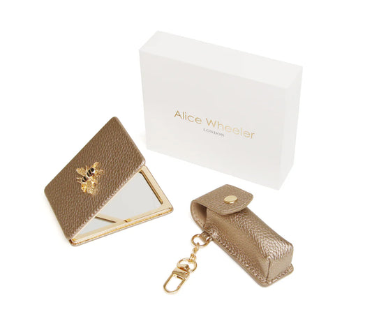 Alice Wheeler Oblong Compact Mirror and Lipstick Holder Gift Set