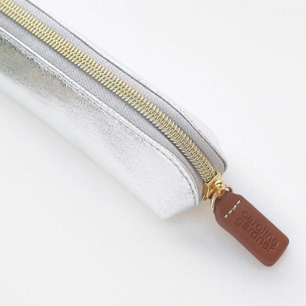 Caroline Gardner Silver Crackle Pencil Case