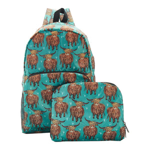 Eco Chic Foldable Backpack Highland Cow