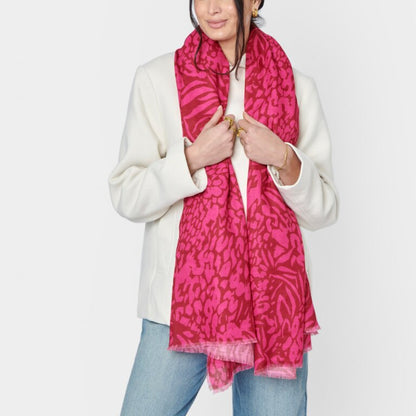 Katie Loxton Scarf - Animal Print Red and Fushia