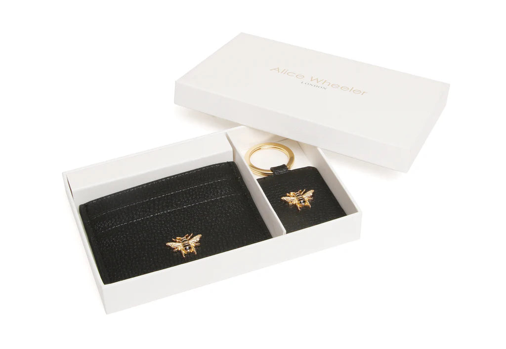 Alice Wheeler Black Bow Card Holder and Key Ring Gift Set