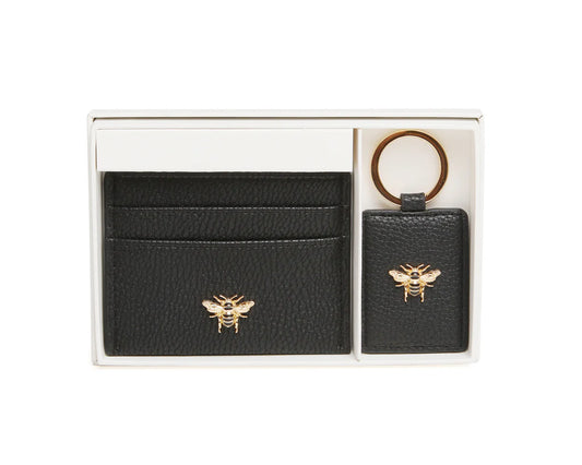 Alice Wheeler Black Bow Card Holder and Key Ring Gift Set