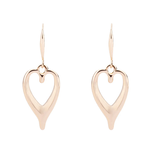 D&X Drop heart dangly earrings in Gold